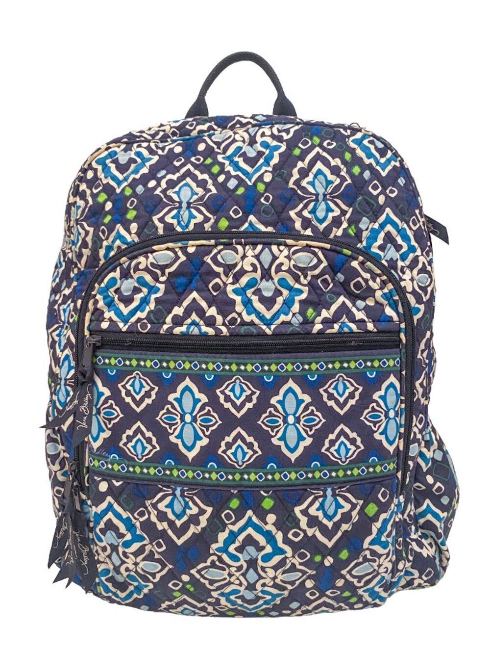 VERA BRADLEY Ink Blue Women's Floral Campus Backpack Large Multi Pocket SKU 6098